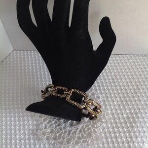 Antiqued Gold-toned Links Expansion Bracelet